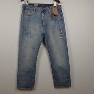 Levi's 501 Jeans Men's Size 35x30 Blue Denim 150 Anniversary Peace Sign